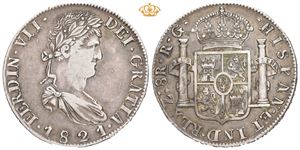 Ferdinand VII, 8 reales 1821. RG. Zacatecas