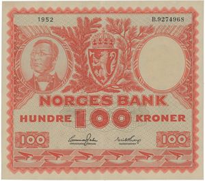 100 kroner 1952. B.9274968.