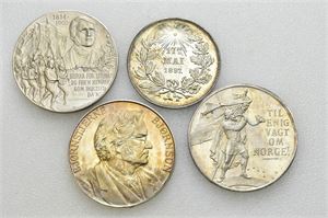 Lot 4 stk. nypreg i sølv; 1897, 1900, 1902 og 1905