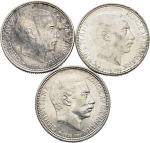 Lott 3 stk. 2 kroner; 1915, 1916, og 1930