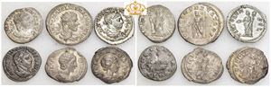 Lot of five AR Denarii and one AR Antoninianus