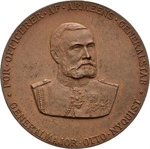 Generalmajor Otto Nyquist. Bronseavslag av belønningsmedalje. 40 mm