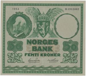 50 kroner 1954. B.1912462.