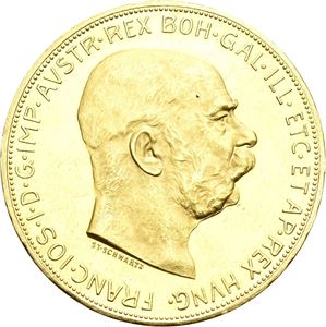 Frans Josef, 100 coronas 1915. Nypreg/restrike