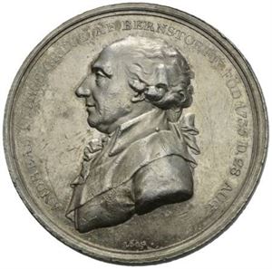 Grev Andreas Peter Bernstorff 1796. Loos. Sølv. 42 mm. Små riper/minor scratches