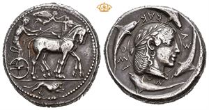 SICILY, Syracuse. Deinomenid tyranny, 485-466 BC. AR tetradrachm (17,35 g; 26 mm)