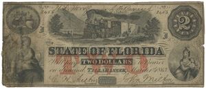 Florida, Tallahassee. 2 dollar 1.3.1863. No. 8456.