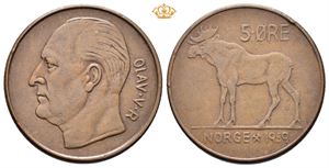 Norway. 5 øre 1959. Prøvemynt/pattern