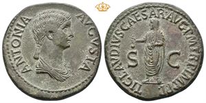 Antonia Minor. Wife of Nero Claudius Drusus. Augusta, AD 37 and 41. Æ dupondius (14,47 g).