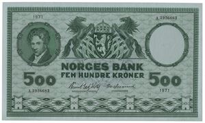 500 kroner 1971. A3926683