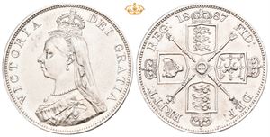 Double florin 1887. Renset/cleaned