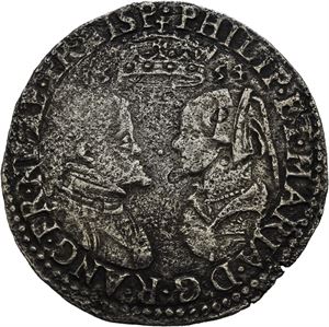 Philip & Mary, shilling 1554. Svakt korrodert/slightly corroded