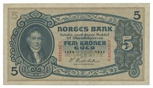 5 kroner 1934. X2806309