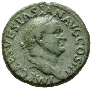 VESPASIAN 69-79, Æ as, Roma 71 e.Kr. R: Victoria stående på skipsstavn mot høyre