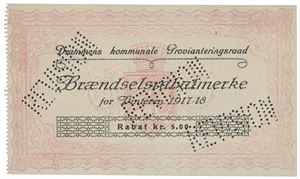 5 kroner 1917/18 Drammen Kommunale Provianteringsraad.