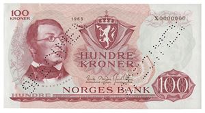 100 kroner 1963. X0000000. R.