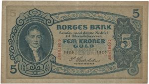 5 kroner 1926. J.9475627.