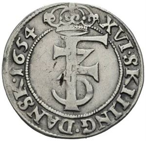 1 mark 1654. Liten blankettfeil på advers/minor planchet defect on obverse. S.36