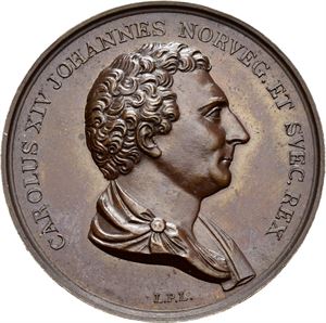 Carl XIV Johan, Vitenskapsselskapets lille gullmedalje 1836. Lundgren. Bronse. 31 mm