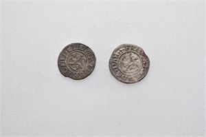 Norge, Frederik III, lot 2 stk. 1 skilling 1655 og 1662. S.84 og 70