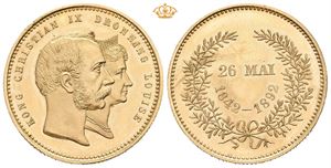 (2 kroner) 1892. København. Ministereksemplar preget i gull. (26,26 g). Liten kantskade/minor edge nick. RRR.