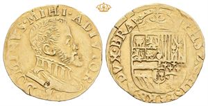 Brabant, Philip II first reign 1555-1576, 1/2 real d`or u.år/n.d., Antwerpen. (3,41 g). Lite hakk/minor peck