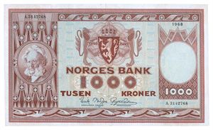 1000 kroner 1968. A3142768