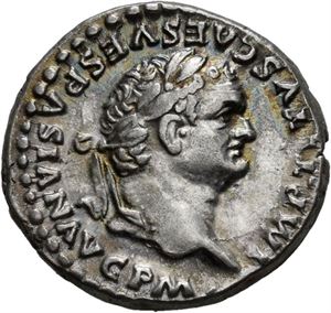 Titus 79-81, denarius, Roma 80 e.Kr. R: Tordenkile over trone