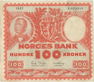 100 kroner 1957. F0254919