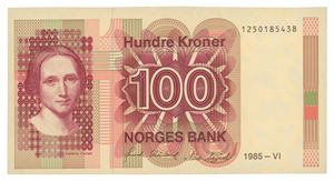 100 kroner 1985. 1250185438