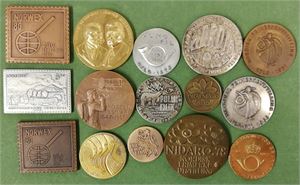Lot 15 stk. forskjellige medaljer fra frimerkeutstillinger