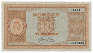 10 kroner 1945. B3047309