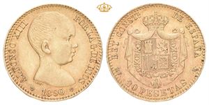 Alfonso XIII, 20 pesetas 1890. MP M