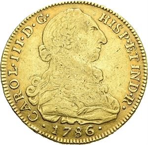 Carl III, 8 escudos 1786 NR