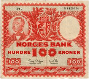 100 kroner 1959. G6829314