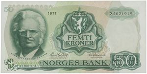 50 kroner 1971. Z5021919. Erstatningsseddel/replacement note.