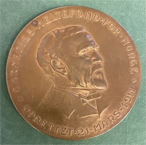 Carnegies heltefond for Norge. Opprettet 1911. Bronse. 65 mm (Rui)