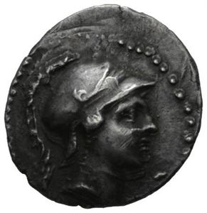 PHRYGIA, Kibyra, 2.-1.årh.f.Kr., drachme (3,03 g). Byste mot høyre/Rytter mot høyre