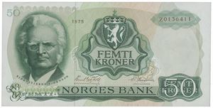 50 kroner 1975. Z0136411. Erstatningsseddel/replacement note.