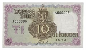 10 kroner 1942. A000006. R.