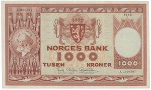 Norway. 1000 kroner 1968 A.3050397