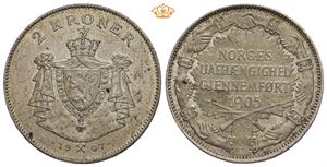 2 kroner 1907 Unionsoppløsningen med gevær