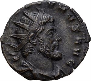 Aureolus 268-269, antoninian, Milano 268 e.Kr. R: Fides sittende mot venstre. Meget sjelden/very rare