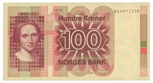 Norway. 100 kroner 1977. QE0072238. Erstatningsseddel/replacement note