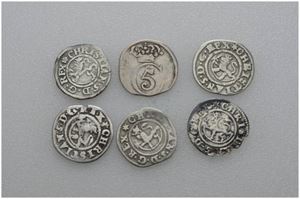 Lot 6 stk. 2 skilling 1675, 1679, 1680, 1681, 1683 og 1685