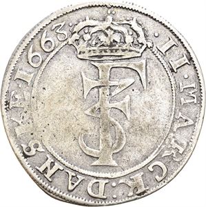 FREDERIK III 1648-1670 2 mark 1663. S.25