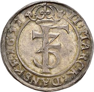 Frederik III 1648-1670. 2 mark 1651. Liten ripe/minor scratch. S.36