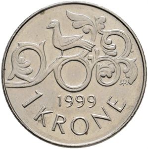1 krone 1999 uten hull
