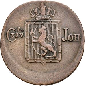 CARL XIV JOHAN 1818-1844. 1/2 skilling 1840. Meget skjevt preget/struck off center