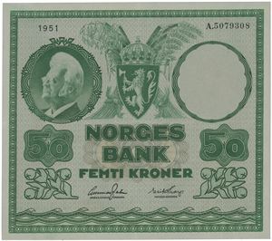 50 kroner 1951. A.5079308.